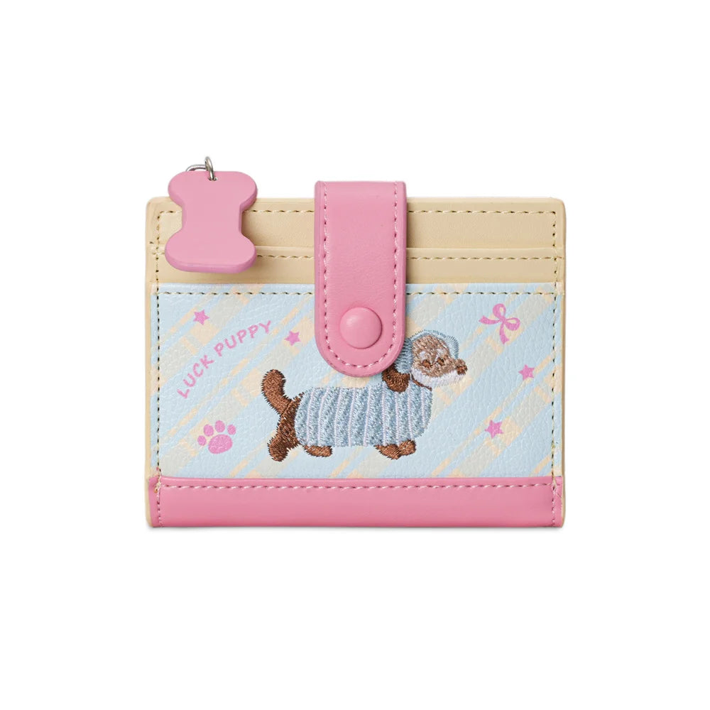 Lässiger koreanischer Stick-Stil Dackel Niedlicher kleiner Geldbeutel Cartoon-Kartenhalter mit mehreren Fächern kurze Clutch Münztasche