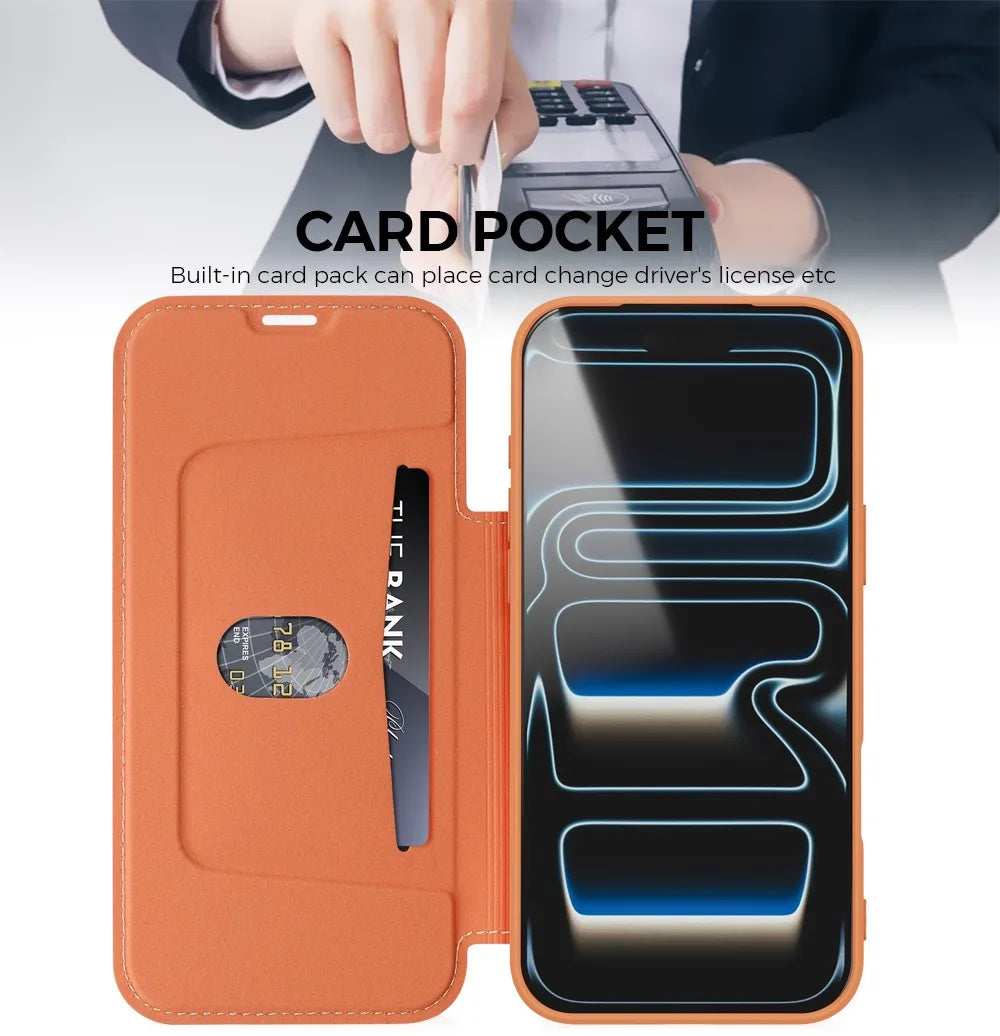 Luxury Leather Original Liquid Silicone Flip Wallet Card Case For iPhone 17 16 15 14 11 12 13 Pro Max Air XS 8 7 Plus Soft Cover