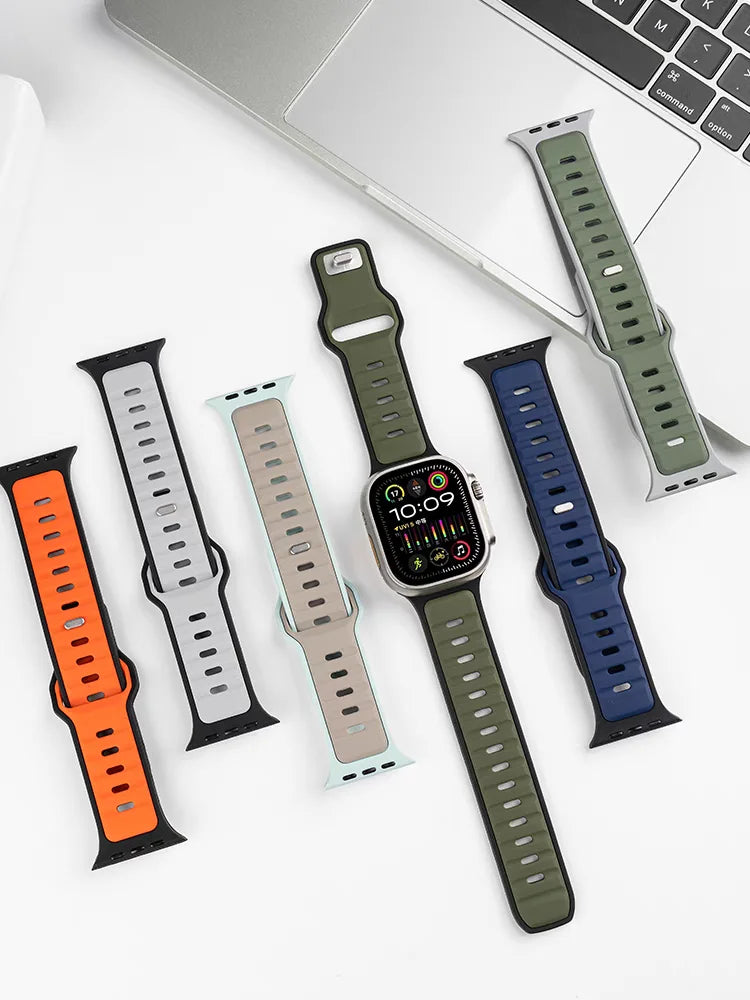 Für iWatch Series 11 10 9 8 7 6 5 4 SE3 Ultra 1 2 Silikonarmband Sportarmband für Apple Watch 49mm 46mm 45mm 44mm 42mm 41mm 40mm