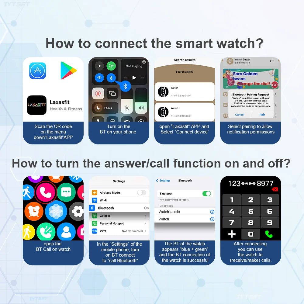 Montre intelligente LAXASFIT Bluetooth Talk Montre intelligente avec alerte de message Moniteur de fréquence cardiaque Montre de sport pour hommes et femmes Android IOS