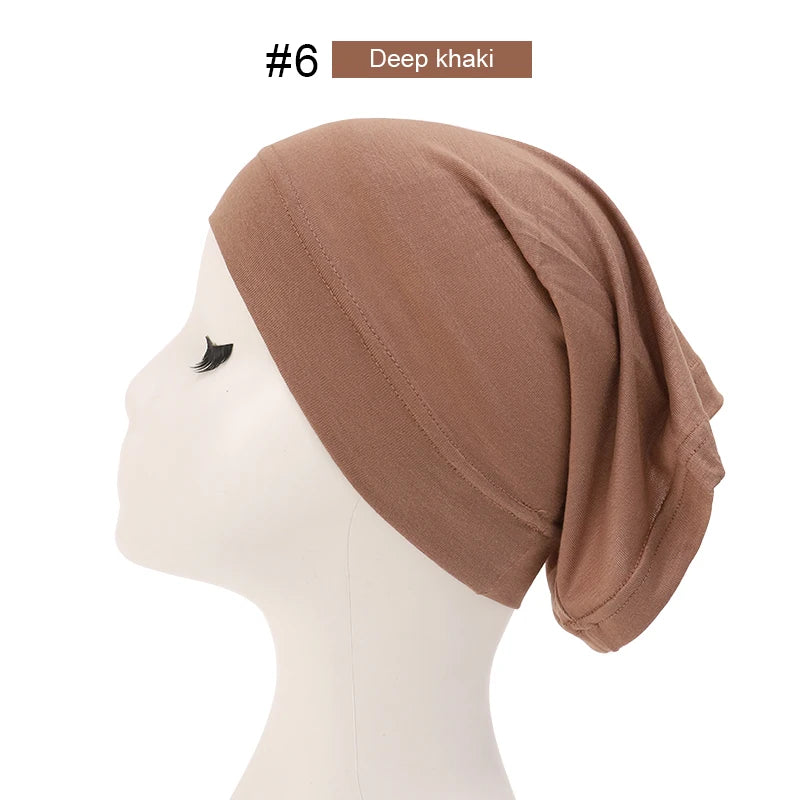 Bonnet Hijab Musulman Turban Foulard Coton Modal Voile Uni Casquette Sous Écharpe Musulmane Femme Foulard Turban Hijabs Chapeau Islamique