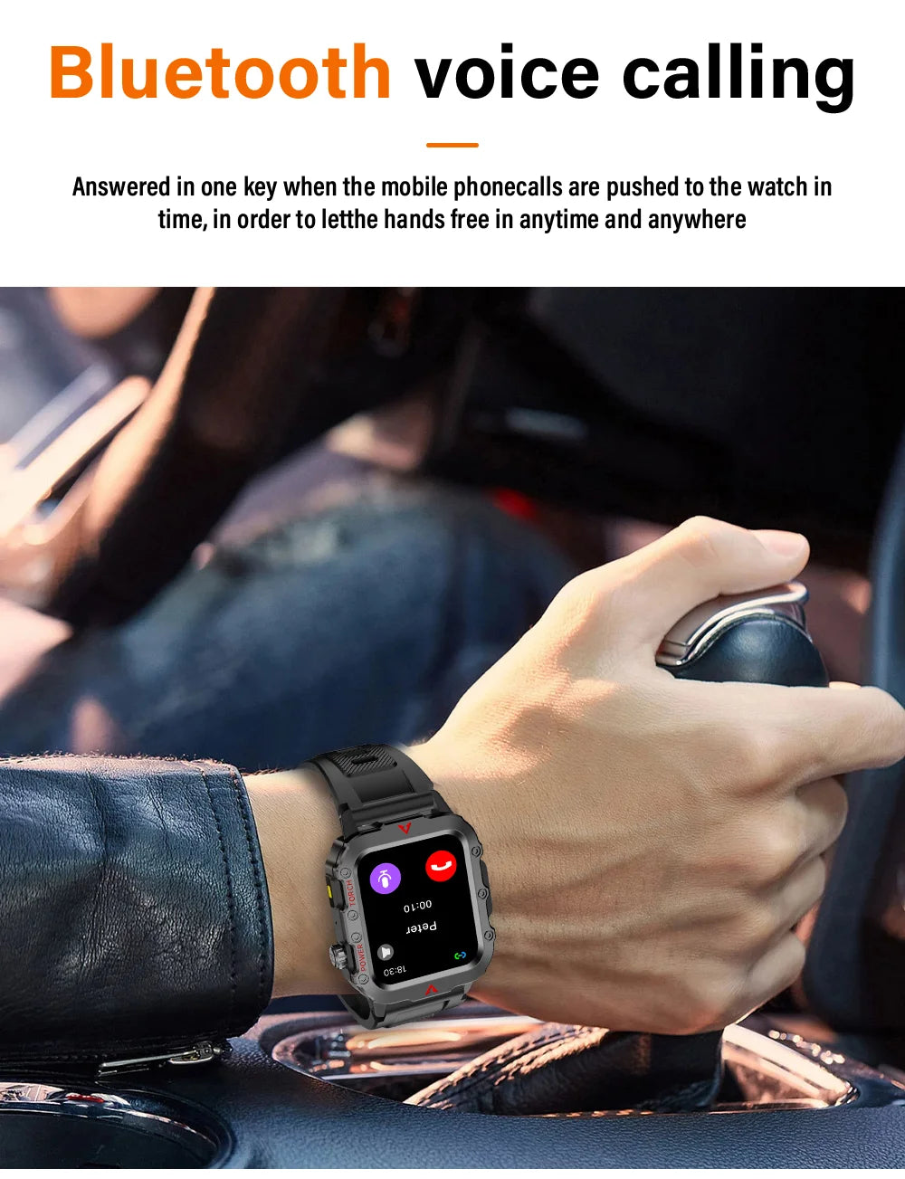 LAXASFIT Nouvelle montre intelligente pour homme Lampe de poche LED Montre intelligente de sport en plein air Surveillance de la santé Montre intelligente