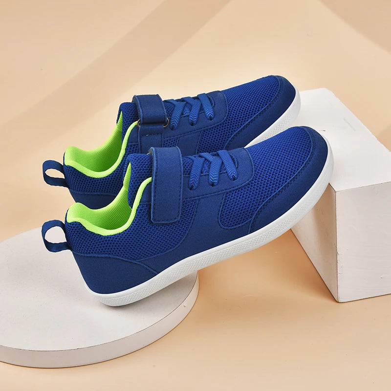 Chaussures enfants à bout large, pieds nus, pour garçons et filles, baskets bébé légères en maille, chaussures de tennis artificielles pour tout-petits