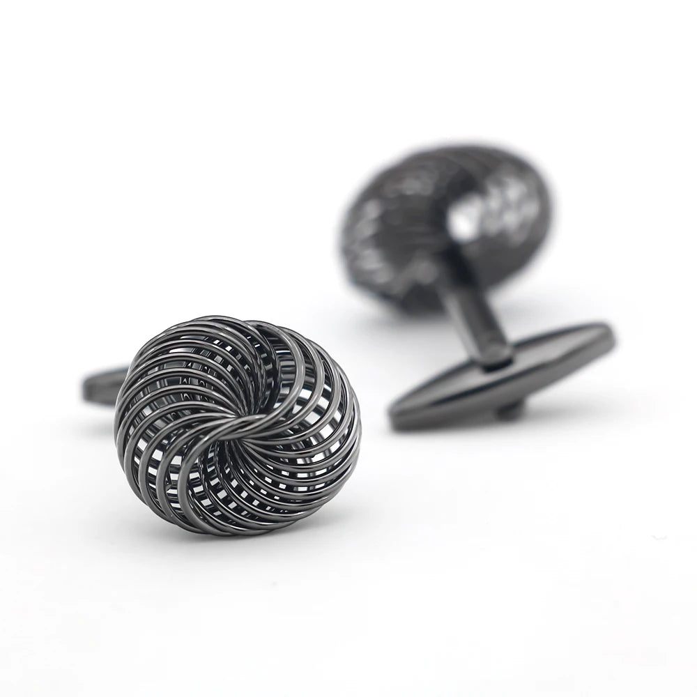 iGame Boutons de manchette nœud de mode en laiton de qualité design boule tressée pour mariage homme