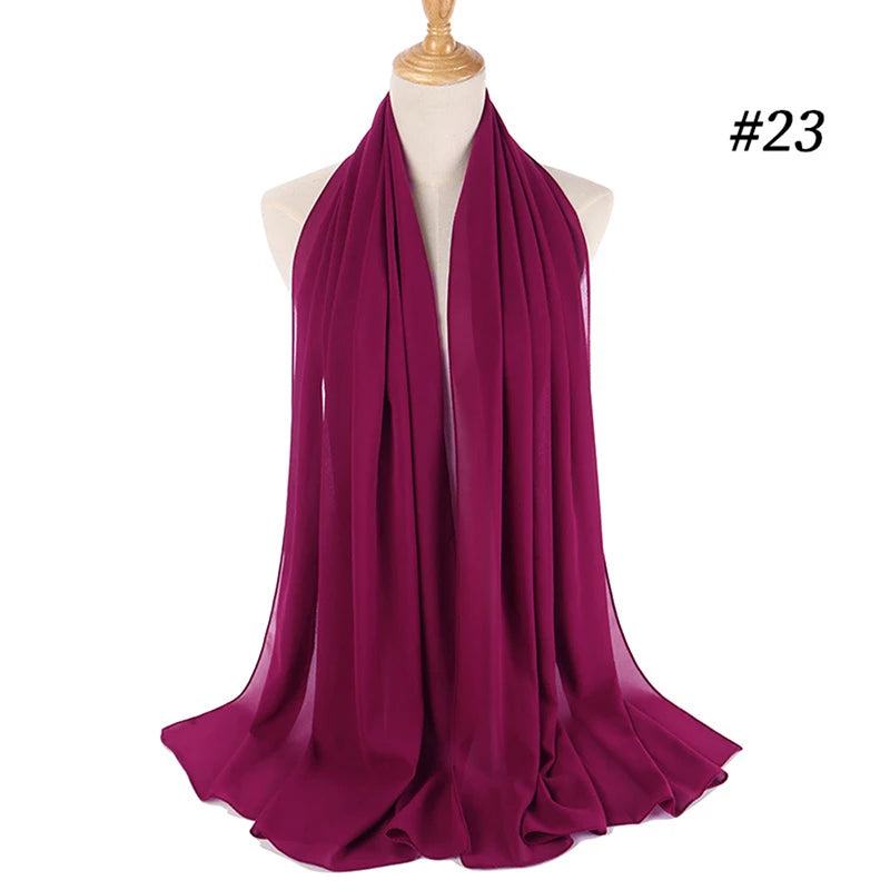 Hijab musulman en mousseline pour femmes, écharpe en mousseline bulle, voile pour femmes, musulmanes, islamiques, de couleur unie, malaisiennes, écharpes foulard musulman