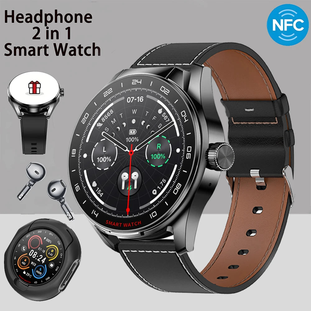 2025 Neue NFC Herren Smartwatch Bluetooth-Anruf Herzfrequenzüberwachung HD Großbildschirm TWS 2-in-1 Sport-Trajektorie Damen Smartwatch