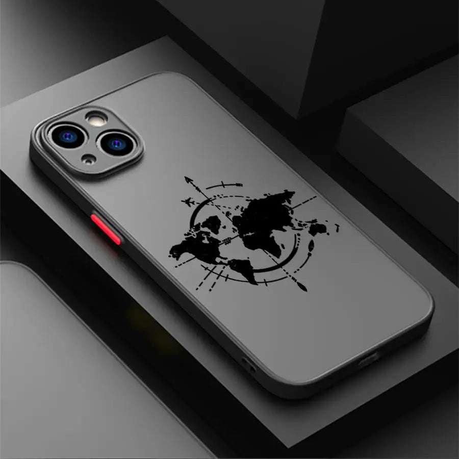 Linie Flugzeug Topographische Rücken Handyhülle für iPhone 14 XS 7 8 15 Plus 13 Mini 16 Pro Max 12 17 Air 16e 11