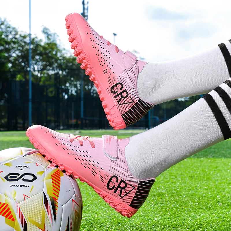 Nouvelles Chaussures de football pour enfants, Chaussures d'entraînement de football d'extérieur pour garçons et filles, Crampons de football à scratch, Baskets de futsal 28-39
