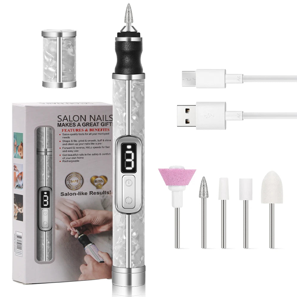 YIKOOLIN Tragbares elektrisches Nagelbohrerset, 4 Geschwindigkeiten, professionelles Maniküre-Pediküre-Set für Nagelsalons, Peeling und Polieren