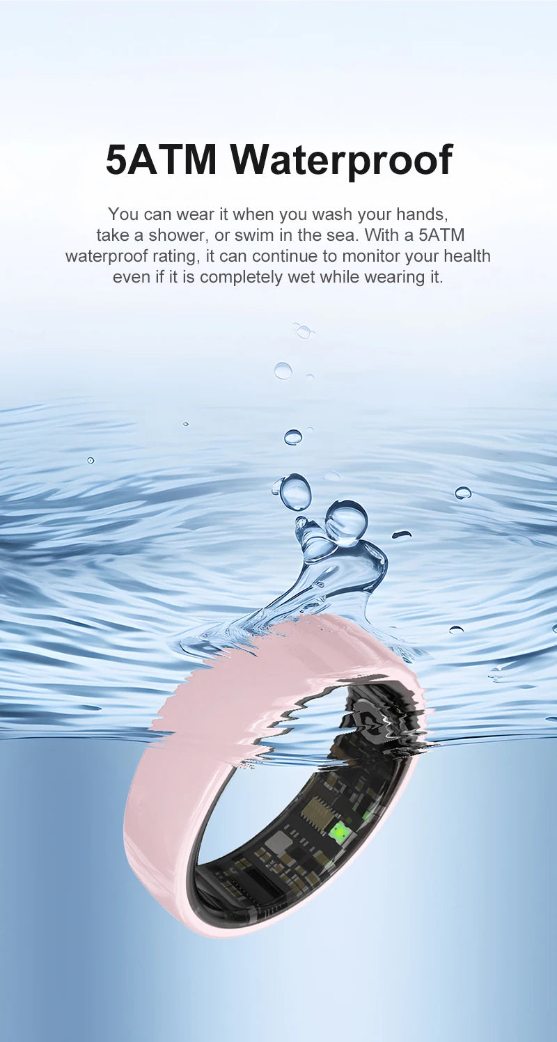 Bague Intelligente R12 Étanche 5ATM avec Étui de Chargement Hommes Femmes Moniteur de Fréquence Cardiaque et de Sommeil Smart Ring Sport Pour Téléphone Xiaomi Samsung