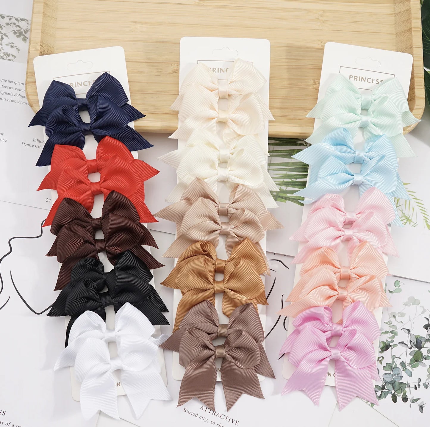 10/20Pcs/Set Cute Solid Ribbon Bows Hair Clips for Baby Girls Kids Fashionable Hairpin Headwear Children's Hair Accessories