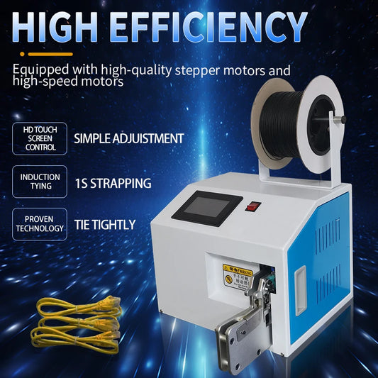 2 in1 Automatic Wire Winding and Tying Machine 3-60mm Bundling Machine with Wrie Tie Professional Touch Screen Cable Cord Winder
