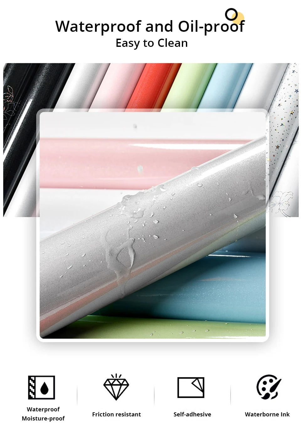 Autocollants de marbre en PVC, papier peint auto-adhésif, imperméable, résistant à la chaleur, pour comptoirs de cuisine, tables, meubles et armoires.