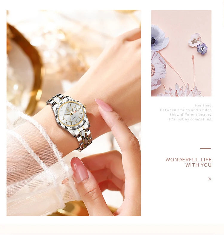 BINBONG Montres Femme Luxe Mode Dames Montre à Quartz Étanche Lumineuse Date Acier Inoxydable Montre-Bracelet Cadeau Petite Amie Amoureux
