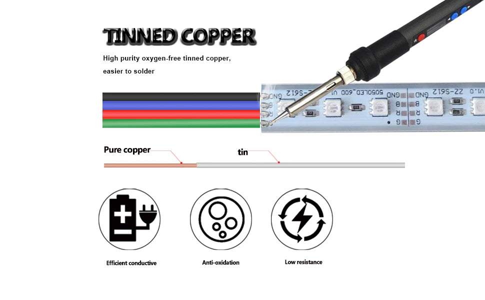 DC 12V 4Pin Extension Power Cable 5m 10m 20m 50m LED Connect Wire Tinned Copper Electrical Cord For SMD2835 5050 LED Strip Light