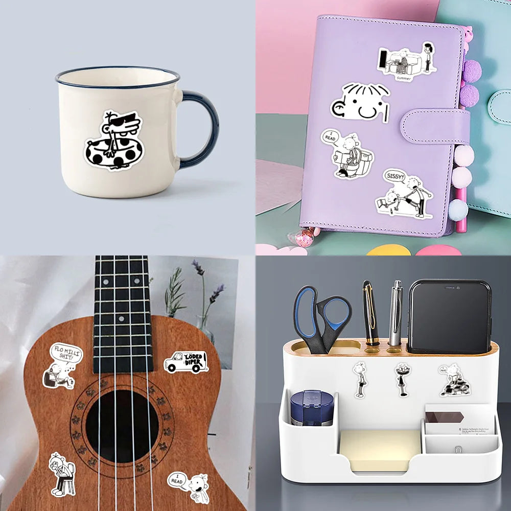 10/50Pcs Cute Diary of A Wimpy Kid PVC Sticker Aesthetic Stationery School Supplies DIY Decoration Korean Scrapbooking for Kids