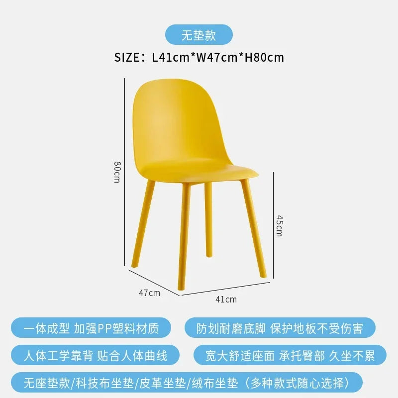 Set Of 4 Aesthetic Dining Chairs Plastic Comfortable Modern Living Room Dining Chairs Ergonomic Bedroom Chaises Home Furniture