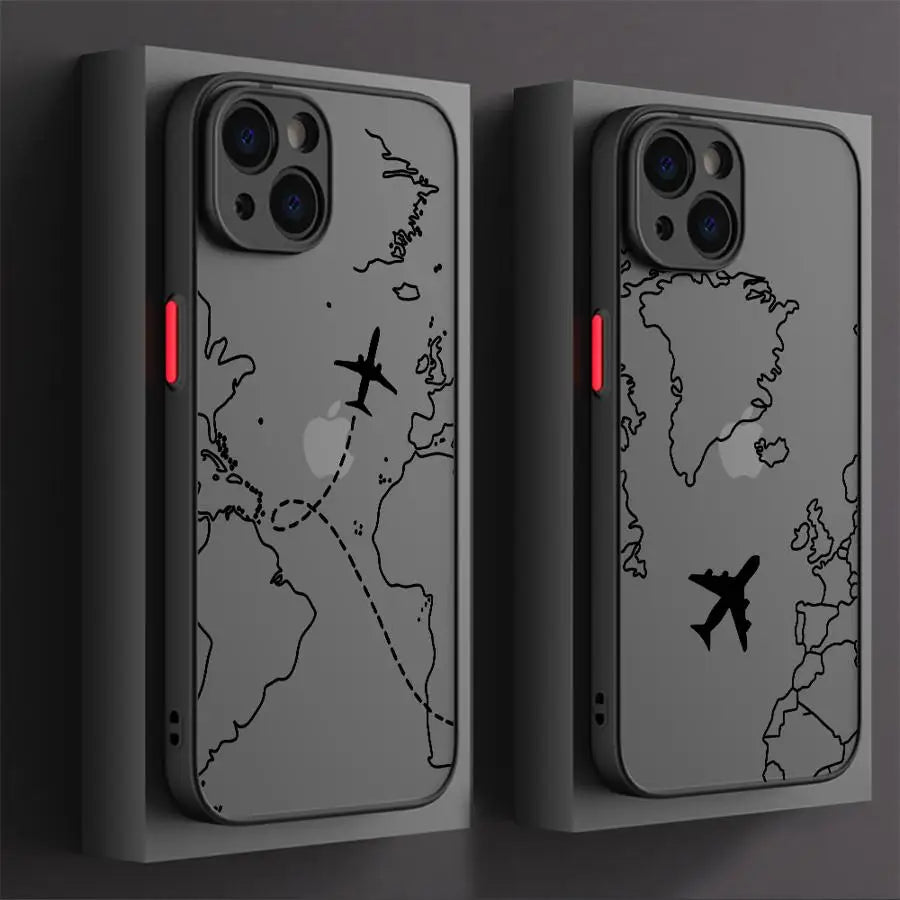 Linie Flugzeug Topographische Rücken Handyhülle für iPhone 14 XS 7 8 15 Plus 13 Mini 16 Pro Max 12 17 Air 16e 11