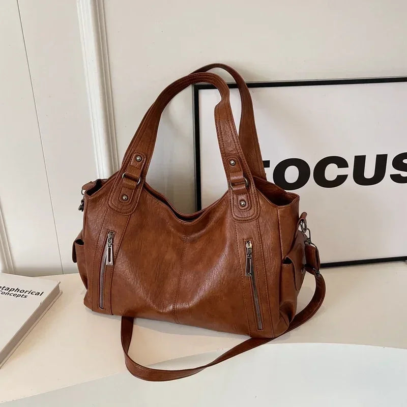 Heiß begehrte Umhängetasche mit weichem Innenfach 2024Hochwertige Damentasche in Kontrastfarben Mode Reißverschluss PU Damenhandtasche