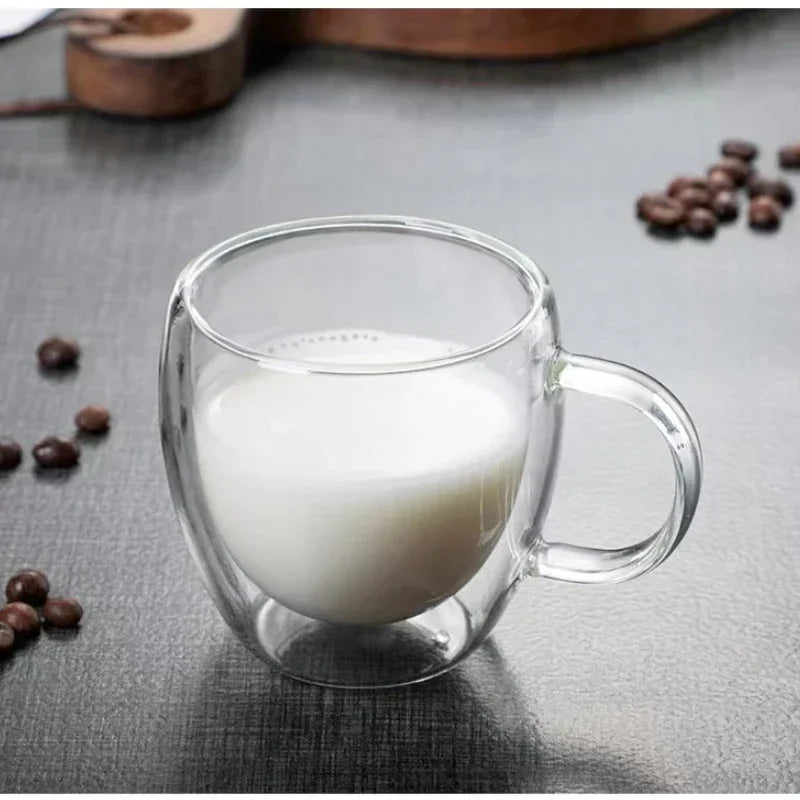 150/250/350/450ml Double Wall Coffee Mugs High Borosilicate Glass Heat Resistant Milk Juice Water Cup Espresso Shot Glasses