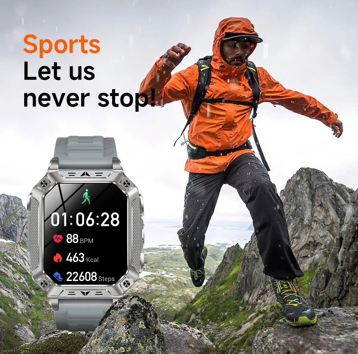 Montre connectée homme 2026 avec batterie ultra-large intégrée de 1400 mAh, GPS extérieur, écran AMOLED de 2,01", étanche 10 ATM, appel BT