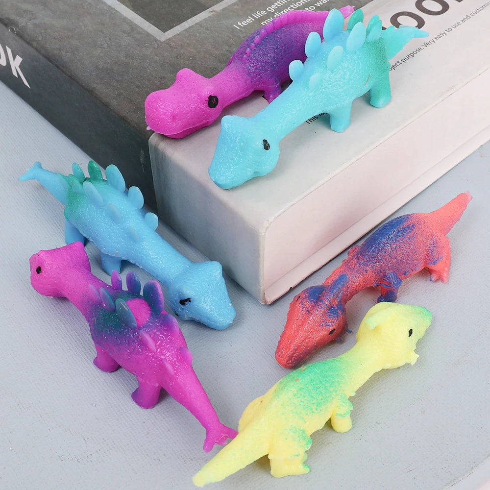 Lot de 10 Lance-Dinosaures Créatifs à Catapulte, Jouets Muraux Adhésifs pour Adultes et Enfants, Jouet Anti-Stress Lance-Dinosaures