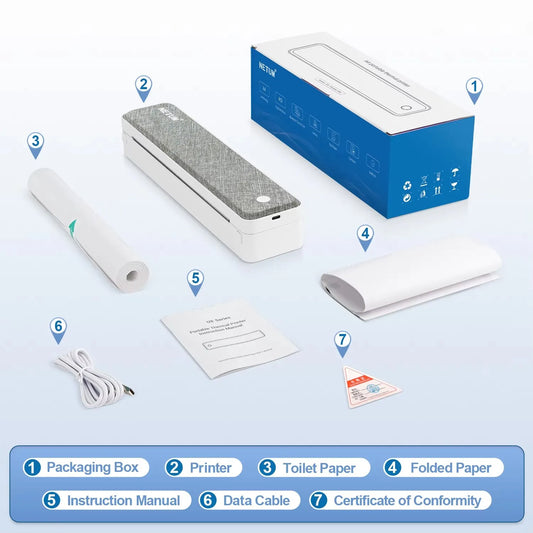 A4 Bluetooth Business Travel Drucken überall Tintenloser 203DPI Tragbarer wiederaufladbarer Thermodrucker