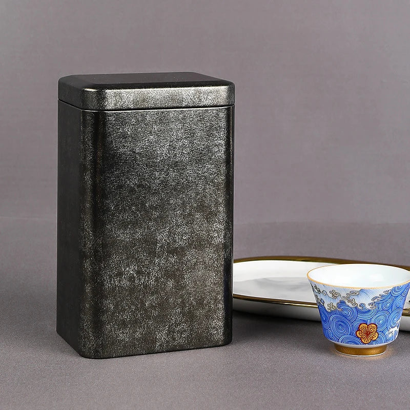 Metal Retro Square Tea Can Candy Food Storage Case Spices Sealed Packaging Box Tinplate Empty Cans Container Storage Box