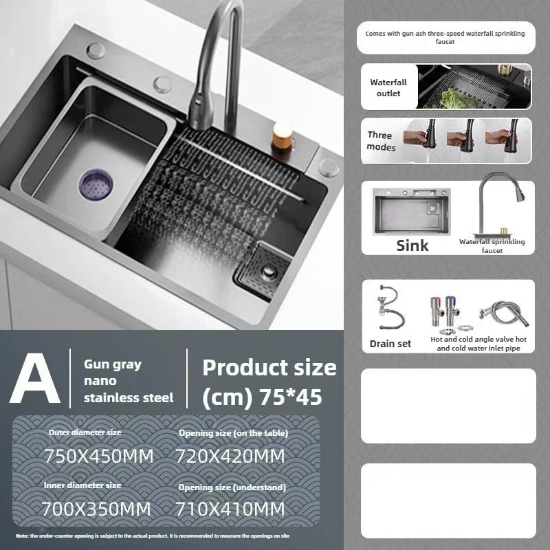 Stainless Steel Thickened SUS304 Sink,Household Kitchen Sink, Dishwashing Nano Process Countertop Sink Sink Kitchen