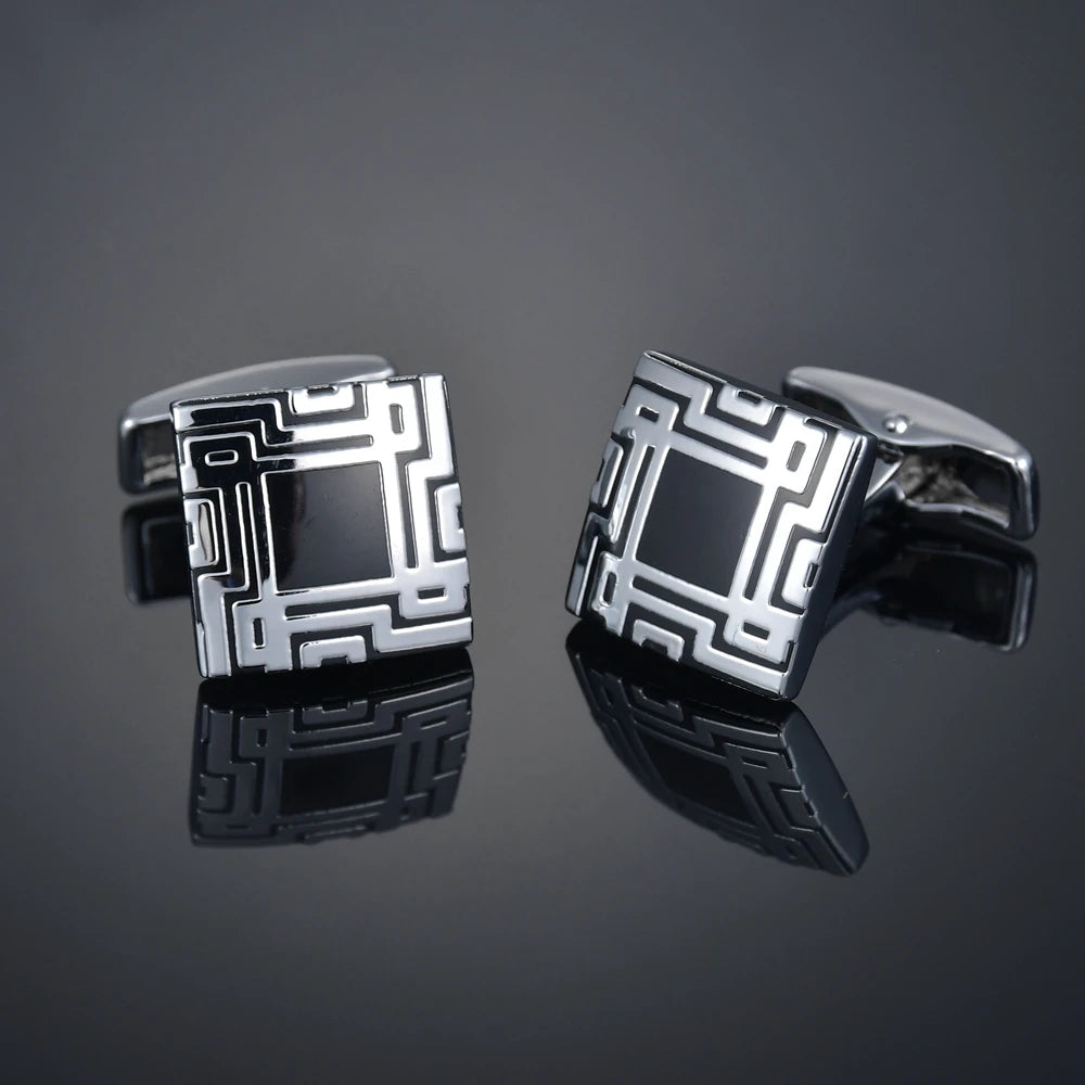 Quality Gems Craft Manschettenknöpfe Blumenmuster Golden Horse Muster Stoff Französische Ovale Hemd gemelos cuff links