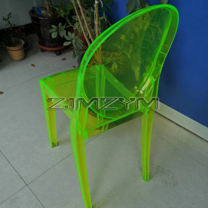 Freizeitstuhl Transparenter Esszimmer-Acrylstuhl Mehrfarbiger Kunststoff Kosmetikmöbel Rückenlehnstuhl