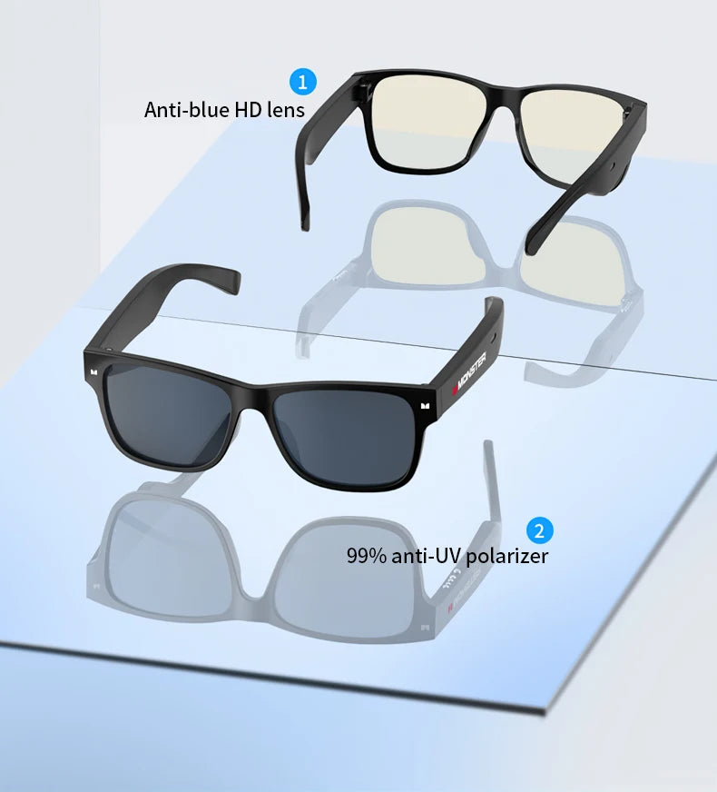 Monster Glasses Headset Wireless Bluetooth 5.0 Sunglasses Outdoor Sport earphone Calling Music Eyeglasses