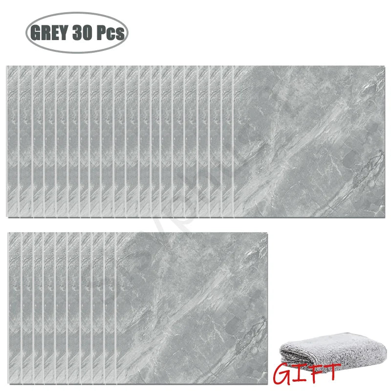 Simulated Thick Marble Tile Wall Sticker PVC Waterproof Self-adhesive Living Room Toilet Kitchen Home Floor Sticker