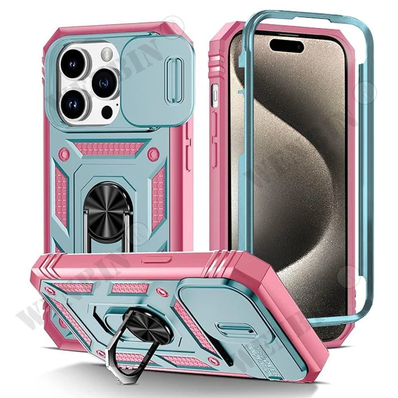 Étui robuste avec support rotatif à 360° pour iPhone 17, 16, 16e, 15, 14, 13, 12, 11 Pro Max Plus Mini, XS, XR, 8 Plus, 8, 7 SE