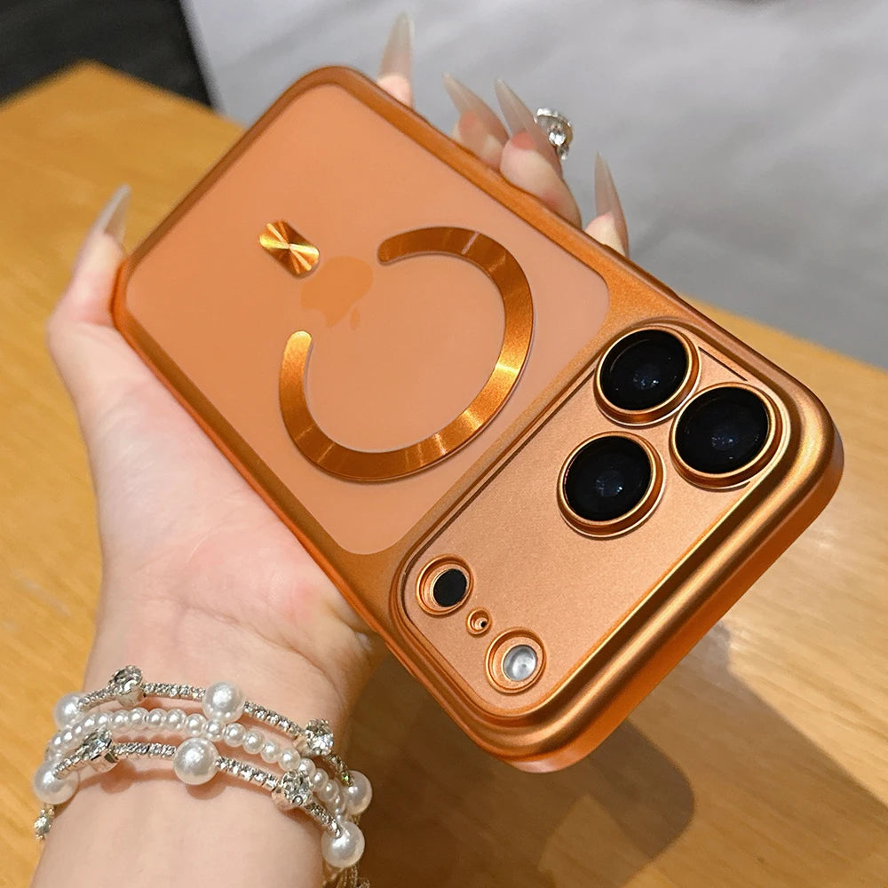 Luxuriöses mattes durchscheinendes Magnetgehäuse für iPhone 17 Pro Max 17Pro 17 Air mit kabelloser MagSafe-Ladefunktion und Kameraschutz