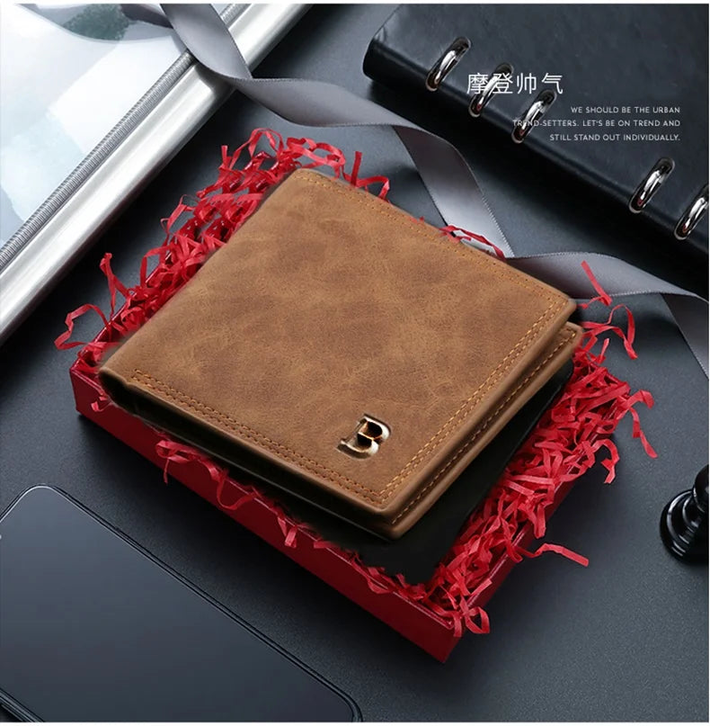Nouveau Portefeuille Homme en Cuir PU Tendance 2022 avec Compartiment Monnaie Zippé Petit Porte-monnaie Slim Dollar Nouveau Design Portefeuille
