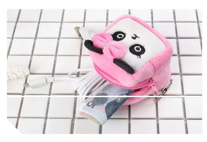 Cartoon Süße Schweinchen Geldbörse Kawaii Portemonnaie Weiche Plüsch Münztasche Schlüssel Kopfhörer Münz-Organizer Beutel Reißverschlusstasche Kindergeschenk