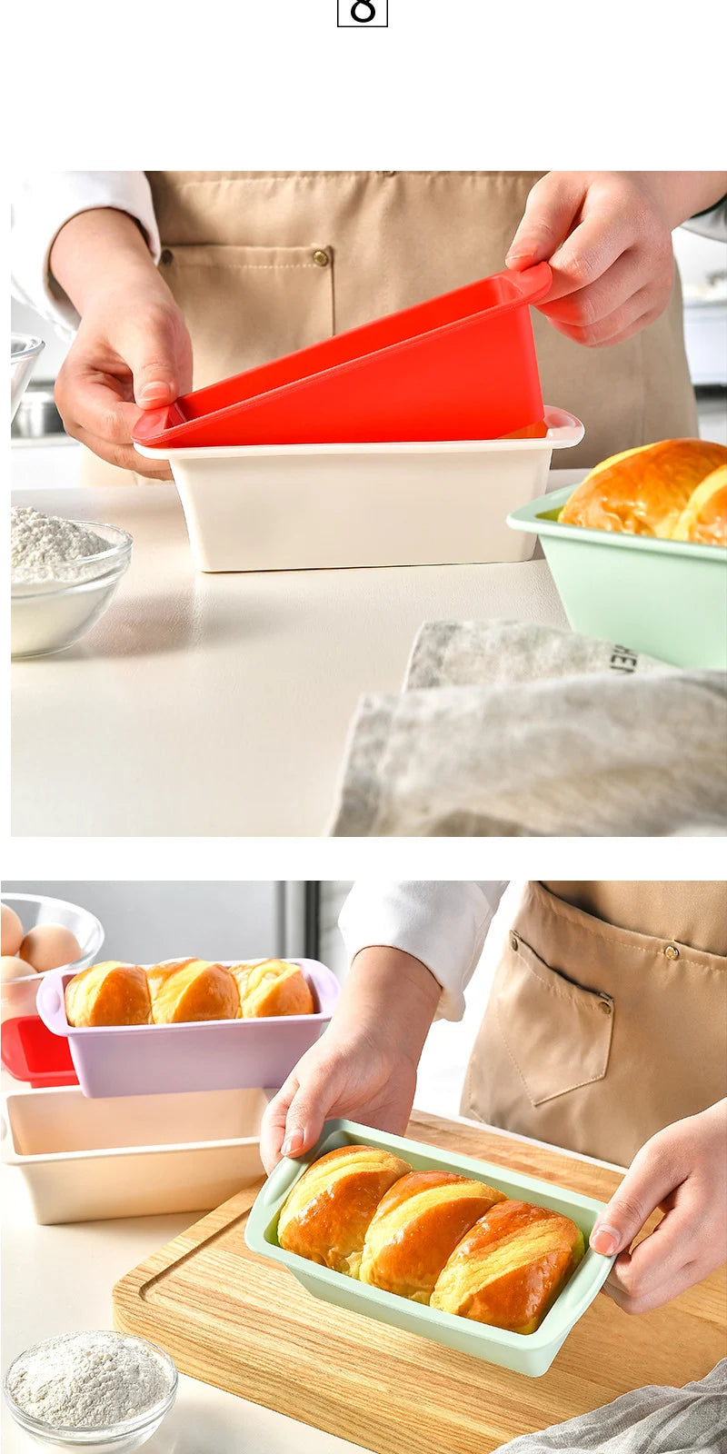 2 Stücke/Set Mini Kastenform Brot Toast Silikonform Rechteckige Kuchenform Käsekuchenform Backform Brot Backblech