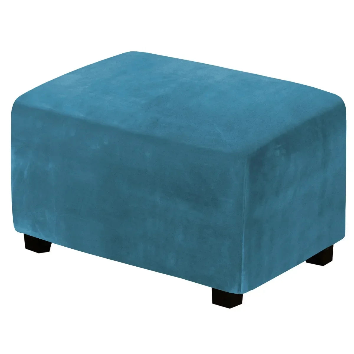 1 Housse de Tabouret Bas Rectangulaire en Velours Élastique, Épaisse et Ultra Douce, Antidérapante et Lavable, Protection de Meuble