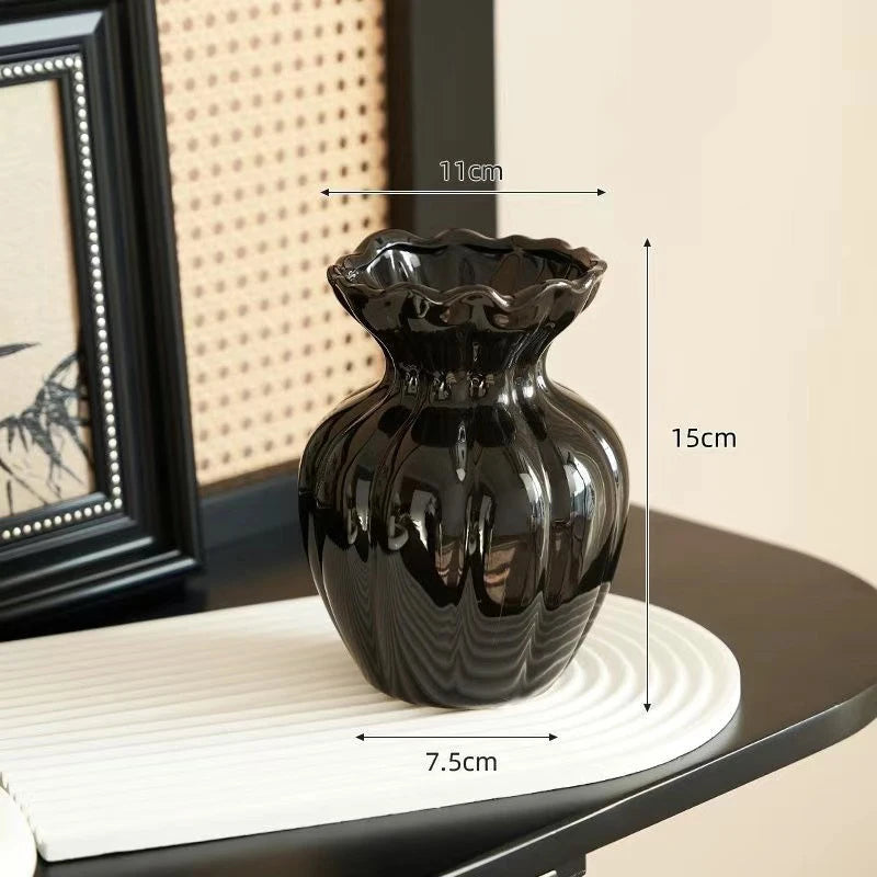 Vase à fleurs en céramique, Centre de table décoratif, Vase esthétique, Vases pour plantes hydroponiques, Ornement de bureau, Décoration d'intérieur