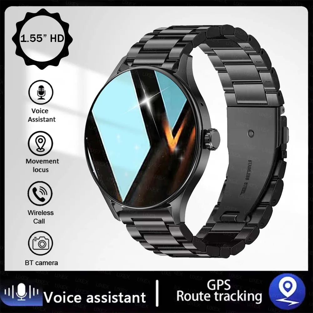 Mode Smartwatch Plus 1.55 HD Für Herren und Damen App-Steuerung BT Anruf Gesundheits-Tracker Benutzerdefiniertes Foto Überraschungsgeschenk Business-Uhren