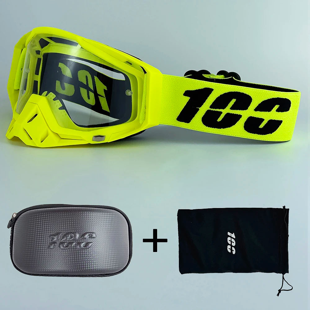 100 Masques de Motocross Lentille HD Homme Lunettes de Moto Lunettes de Protection Femme Moto MX VTT Lunettes de Soleil Accessoires Vélo Tout Terrain