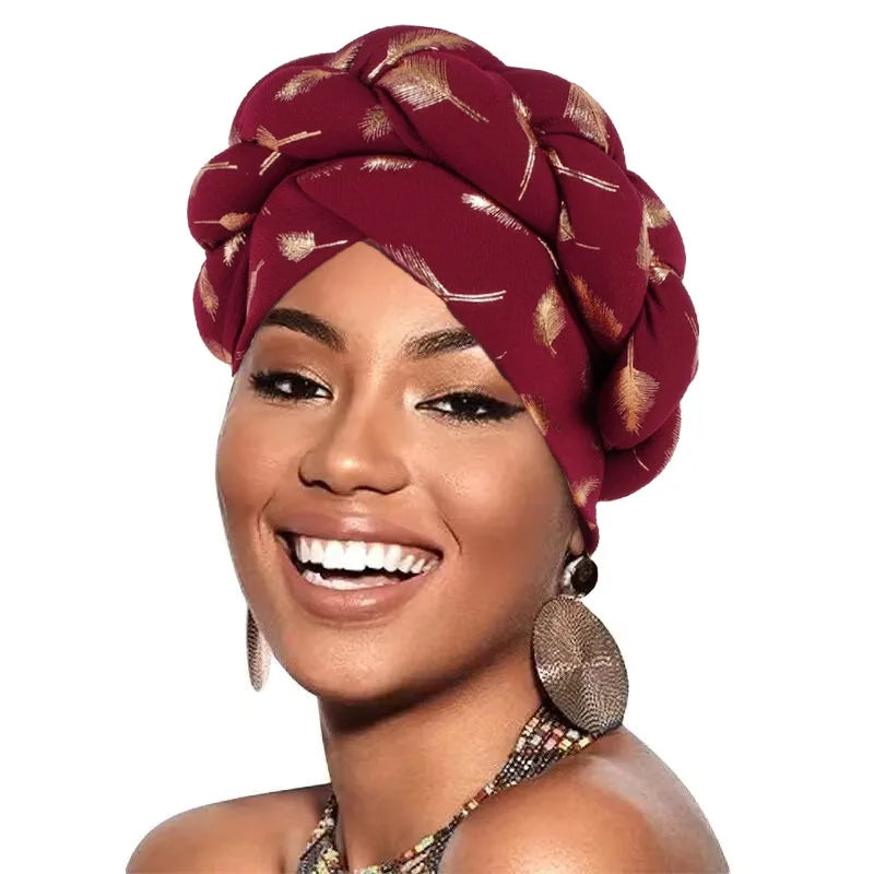 Afrikanische Bronzierung Kopfwickel Zopf Turban Kappen für Frauen Nigeria Hochzeit Geles Party Kopfbedeckung Haarteil Auto Gele Weibliche Kopfbedeckungen