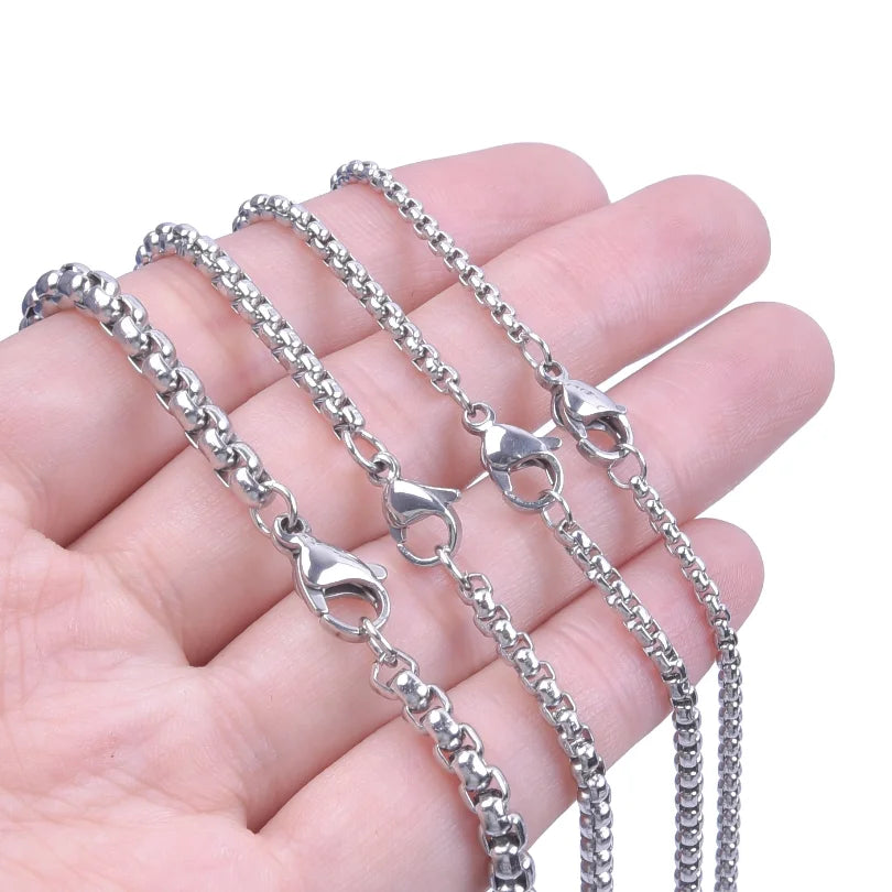 45/50/60/70/80/90cm lange Kette einfacher Schmuck um den Hals Dekoration Edelstahl-Box-Halsketten für Damen Herren DIY Anhängerzubehör
