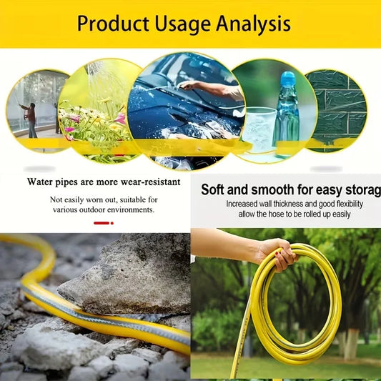 5/10/20m Heavy-Duty Rubber Garden Hose - Scratch & Wear Resistant, Leak-Proof, All-Season for Home, Balcony & Car Washing