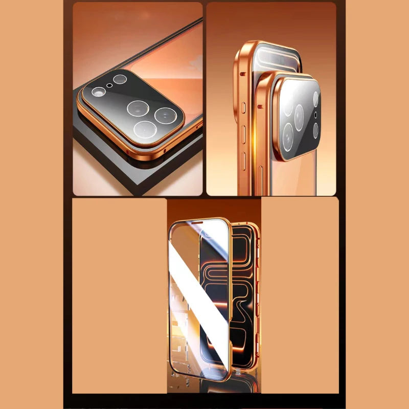 360°-Vollschutz-Metall-Magnet-Doppelseitige Glas-Schnappverschluss-Handyhülle für iPhone 17 Pro Max/17/Air/17 Pro Bumper Cover