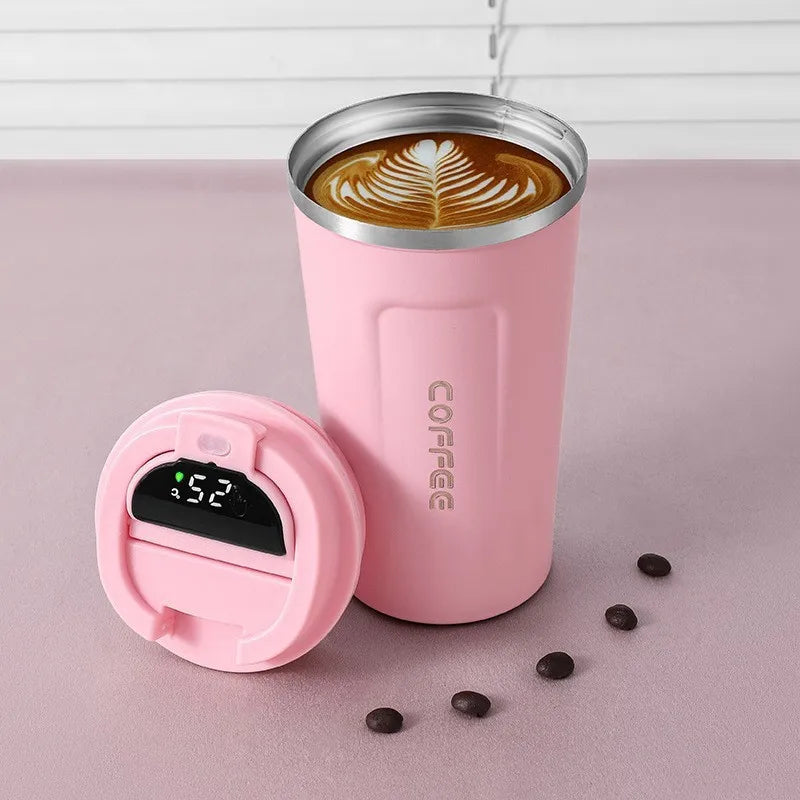 Tasse à café Thermos 380/510 ml en acier inoxydable avec affichage de la température, bouteille d'eau isolée, flasque sous vide.