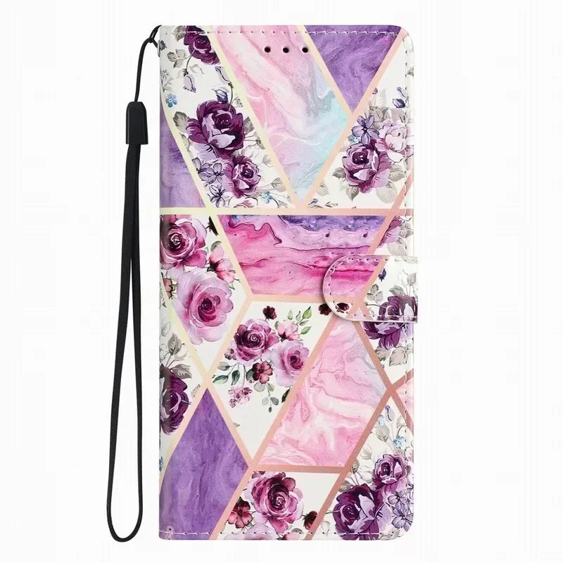 Joli étui à fleurs peintes pour Samsung Galaxy A03 A04S A05 A05S A06 A13 A14 A16 A23 A24 A25 A34 A35 A36 A52S A53 A54 A55 5G Coque