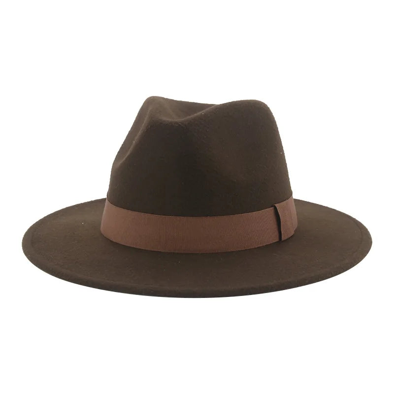 Chapeau Fedora Femme Chapeaux d'hiver pour femmes Bande de ruban Chapeau homme Large bord Classique Beige Mariage Eglise Chapeau melon Nouvelle casquette chapeau femme