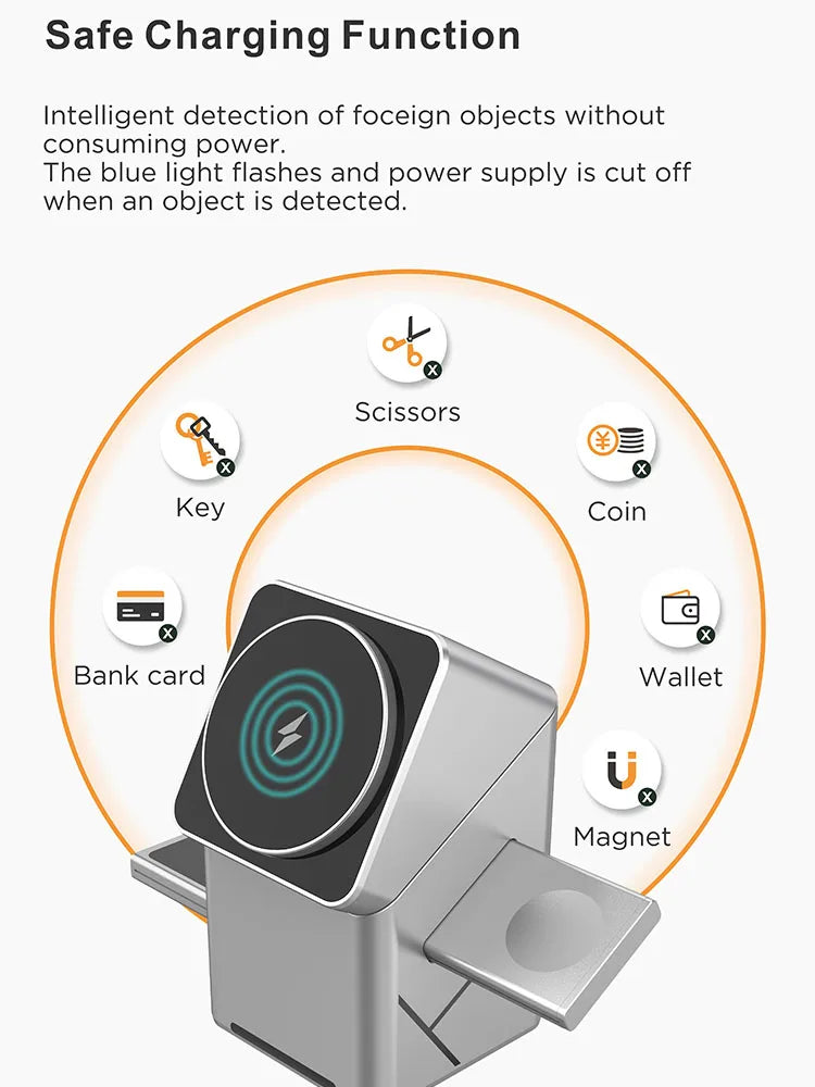 30W Touch Rotating Magnetic Multi-function 3 in 1 Wireless Charger for Iphone 16 15 14 13 Max Fast Charger Samsung Xiaomi
